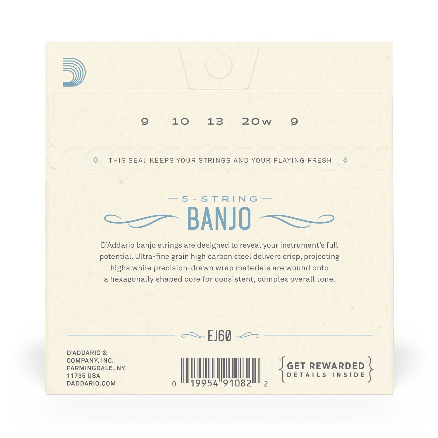 Set De Cuerdas Banjo Nickel Wnd 9-20 Ej60 Lite Daddario image number 2.0